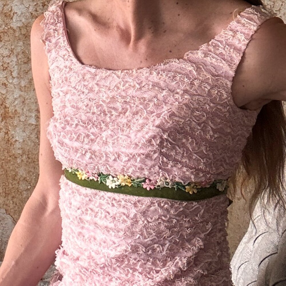 RARE Vintage Pink Chiffon Party Dress S/M  - Pristine Condition Easter - Picture 3 of 11